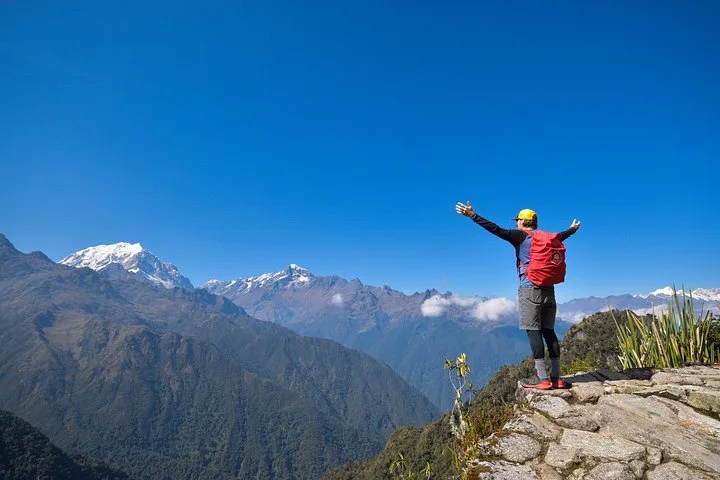 Trekkers on the Classic Inca Trail during a 4-day Inca Trail tour with expert guides to Machu Picchu, Cusco, Peru